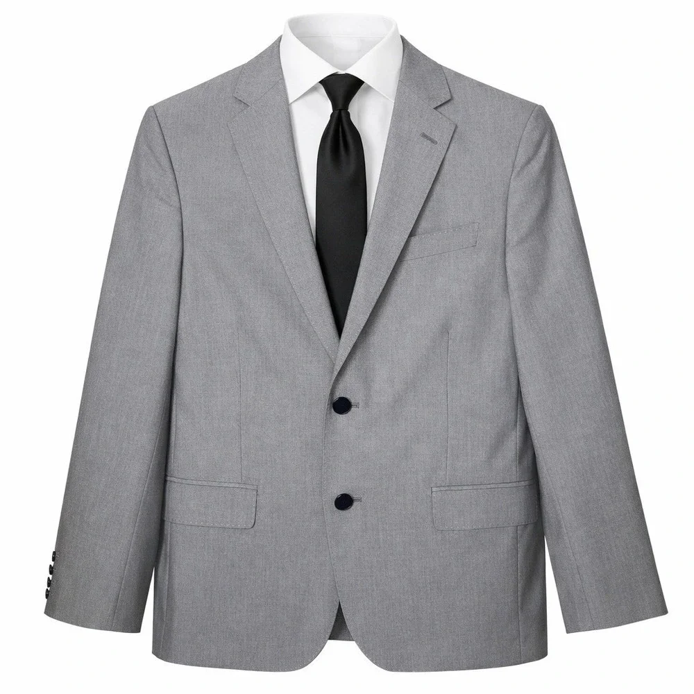J.Ferrar Suit Mens 40S 33x28 Slim Fit Light Grey 2-Piece Office Prom Graduation